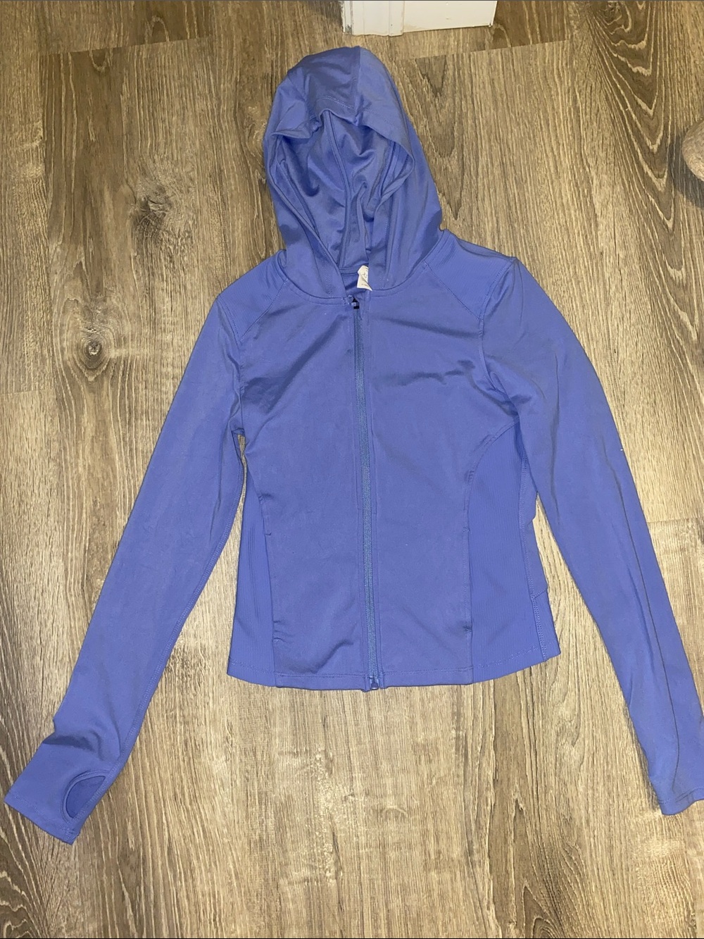 90 Degree By Reflex Periwinkle Zip-Up Hooded Active Jacket